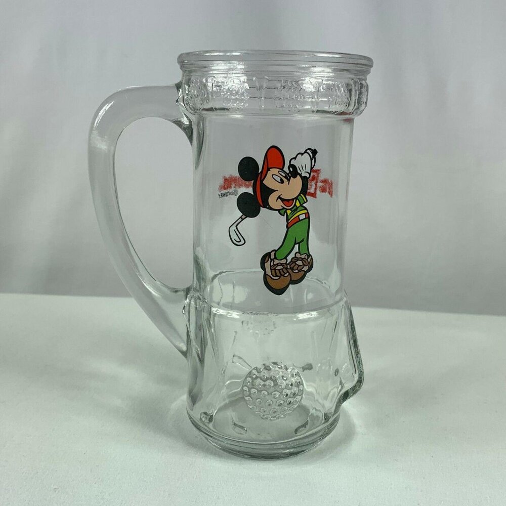 Walt Disney World Mickey Mouse Golf Bag Glass Mug Golfer Anchor Hocking